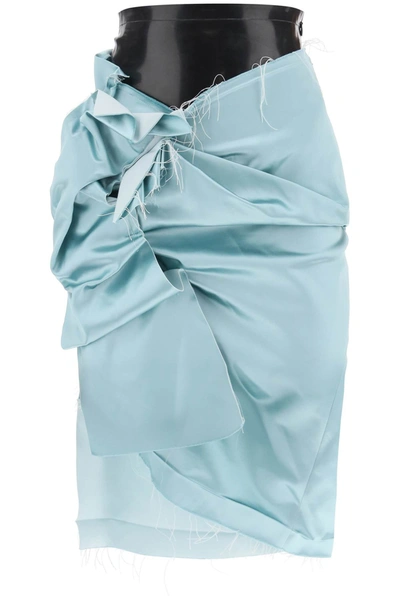 Shop Maison Margiela Decortique Skirt With Built In Briefs In Latex In Light Blue, Black