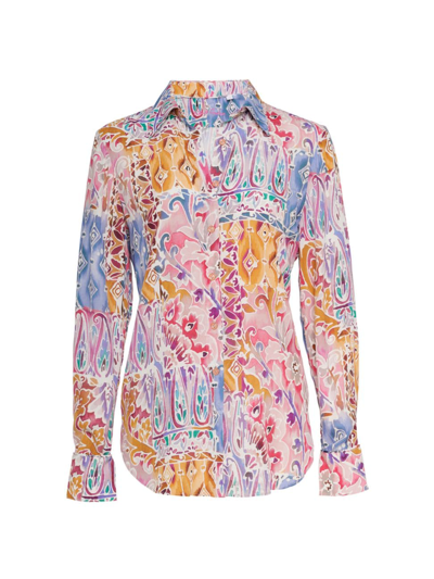 Shop Robert Graham Women's Gabriella Silk-blend Paisley Shirt In Neutral