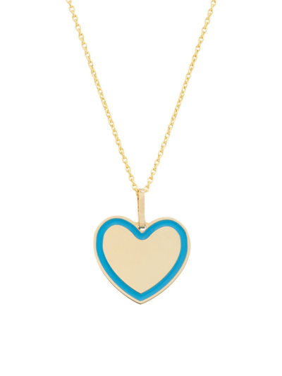 Shop Saks Fifth Avenue Women's 14k Yellow Gold & Enamel Heart Pendant Necklace