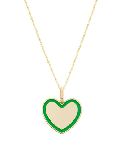 Shop Saks Fifth Avenue Women's 14k Yellow Gold & Enamel Heart Pendant Necklace