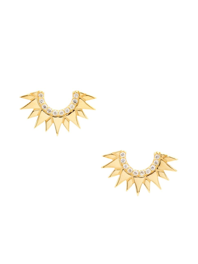 Shop Saks Fifth Avenue Women's 14k Yellow Gold & 0.10 Tcw Half-sun Stud Earrings