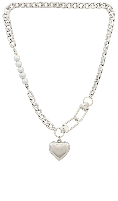 Shop Amber Sceats Heart Mixed Chain Necklace In Metallic Silver