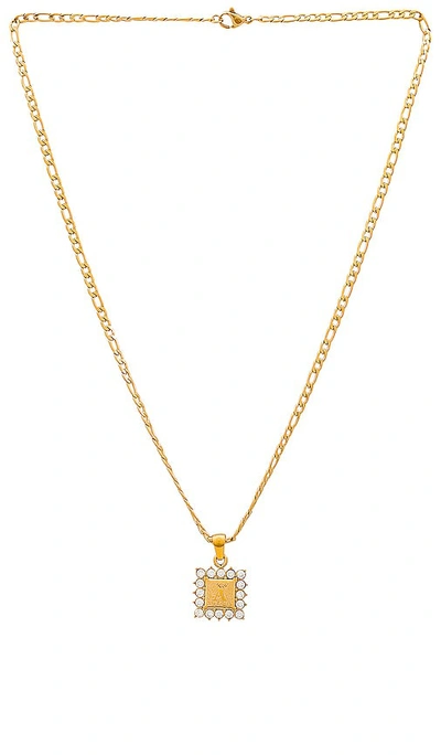 Shop Amber Sceats Crystal Name Plate Necklace In Metallic Gold