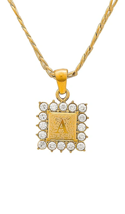 Shop Amber Sceats Crystal Name Plate Necklace In Metallic Gold