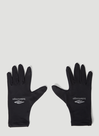 Shop Balenciaga Technical Logo Print Gloves In Black