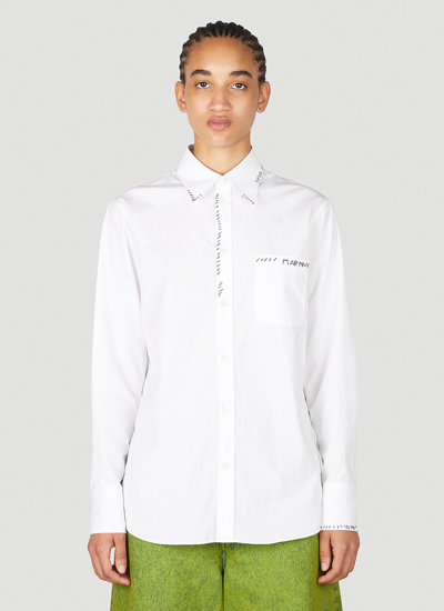 Shop Marni Logo Embroidery Shirt In White