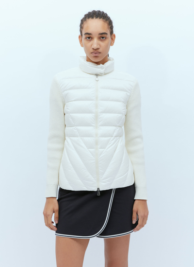 Shop Moncler Zip-up Padded Cardigan In White