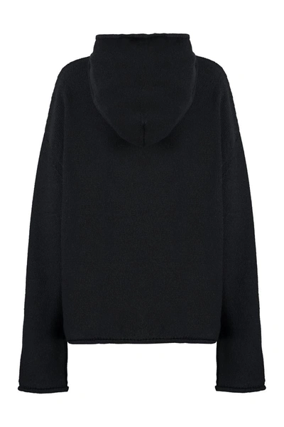 Shop Mm6 Maison Margiela Knitted Hoodie In Black