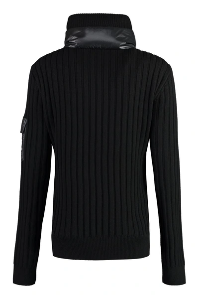 Shop Moncler Cardigan With Padded Front Panel In Black