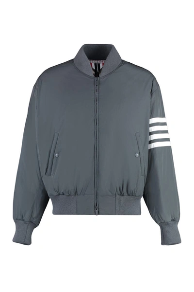Shop Thom Browne Bomber Jacket In Technical Fabric In Grey