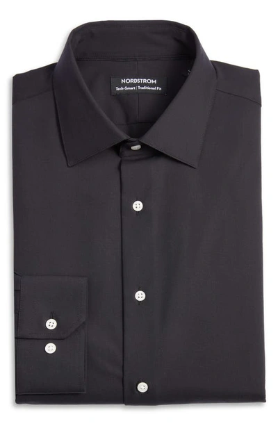 Shop Nordstrom Tech-smart Traditional Fit Dress Shirt In Black