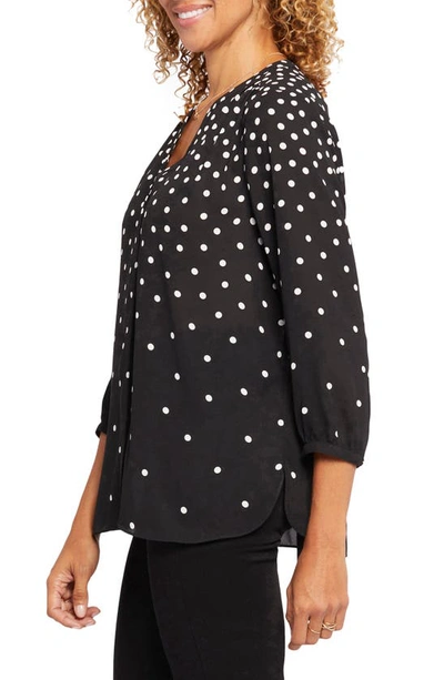 Shop Nydj High-low Crepe Blouse In Percy Dot