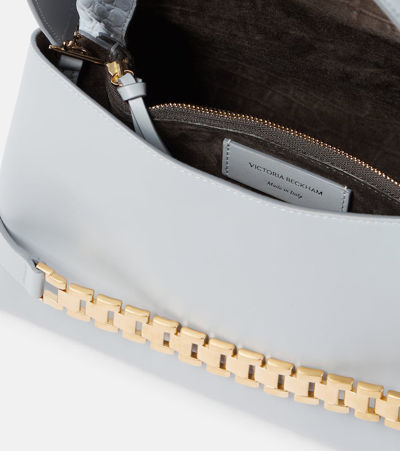 Victoria Beckham Chain Pouch Croc-effect Leather Shoulder Bag In Light Grey
