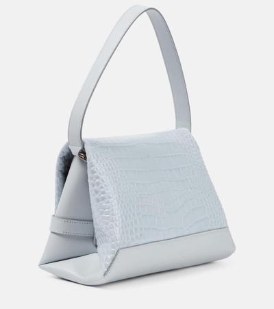 Victoria Beckham Chain Pouch Croc-effect Leather Shoulder Bag In Light Grey