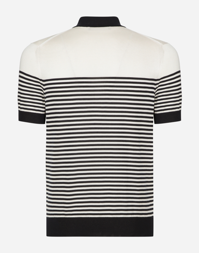 Dolce & Gabbana Dg Patch Striped Knitted Polo Shirt In Multicolor