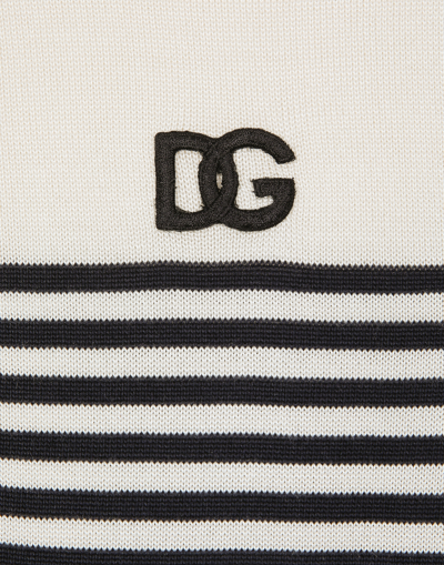 Dolce & Gabbana Dg Patch Striped Knitted Polo Shirt In Multicolor