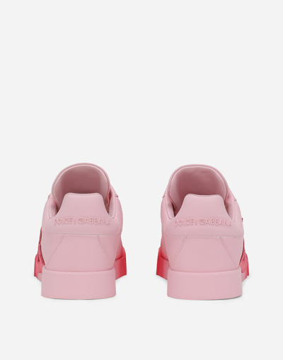 Shop Dolce & Gabbana Calfskin Portofino Sneakers In Pink