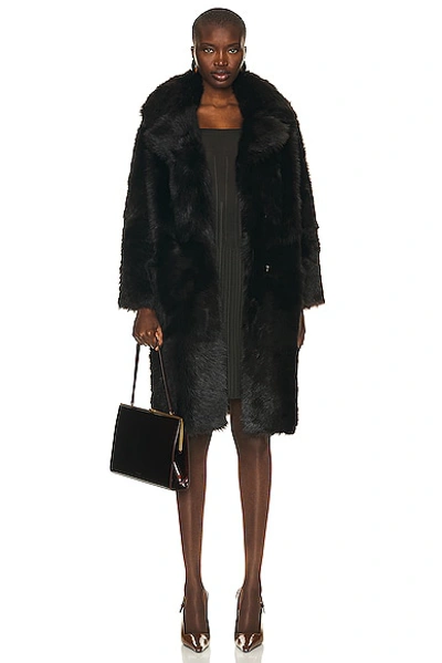 Shop Nour Hammour Evita Coat In Chocolat Fondant