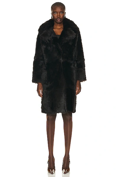 Shop Nour Hammour Evita Coat In Chocolat Fondant