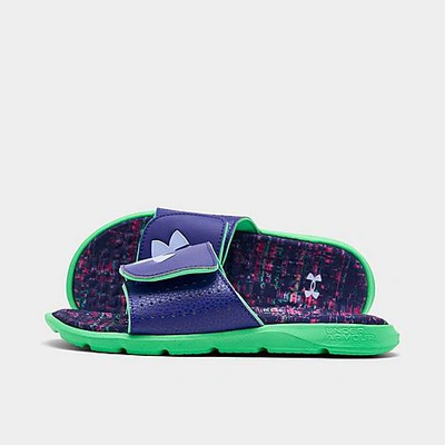 Shop Under Armour Little Kids' Ignite Pro Slide Sandals In Vapor Green/cobalt Legacy