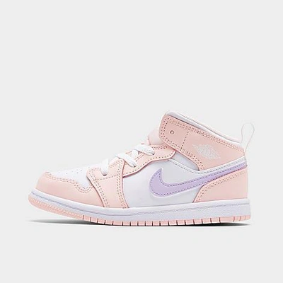 Shop Nike Girls' Toddler Air Jordan Retro 1 Mid Casual Shoes In Pink Wash/violet Frost/white
