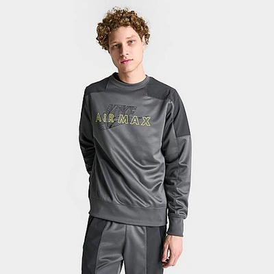 Shop Nike Men's Sportswear Air Max Pk Crewneck Sweatshirt In Iron Grey/anthracite/black/opti Yellow