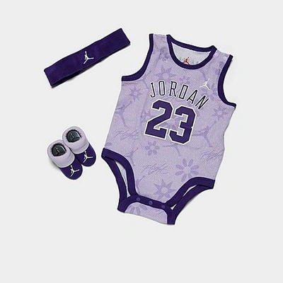 Shop Nike Jordan Girls' Infant Jordan 3-piece Mesh Jersey Box Set In Lilac/purple