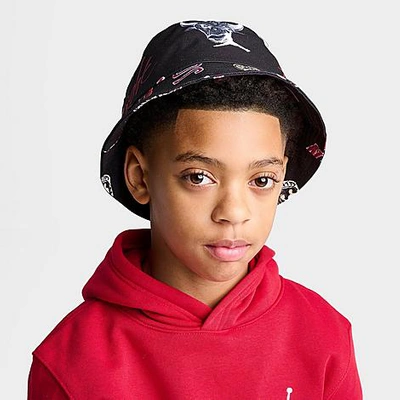 Shop Nike Jordan Kids' Icons Bucket Hat In Black/red
