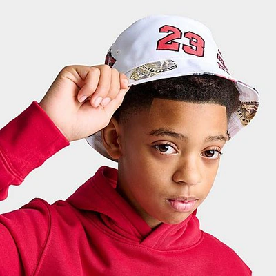Shop Nike Jordan Kids' Icons Bucket Hat In Sail/red