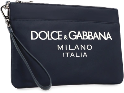 Shop Dolce & Gabbana Nylon Pouch In Blue