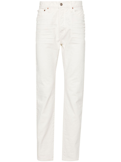Shop Tom Ford White Whiskering-effect Jeans In Neutrals