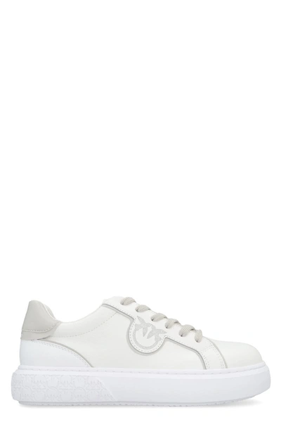 Shop Pinko Leather Low-top Sneakers In White