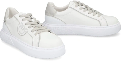 Shop Pinko Leather Low-top Sneakers In White