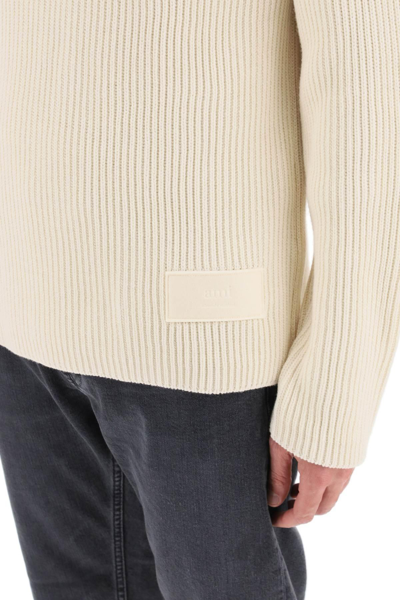 Shop Ami Alexandre Mattiussi Cotton And Wool Funnel Neck Sweater