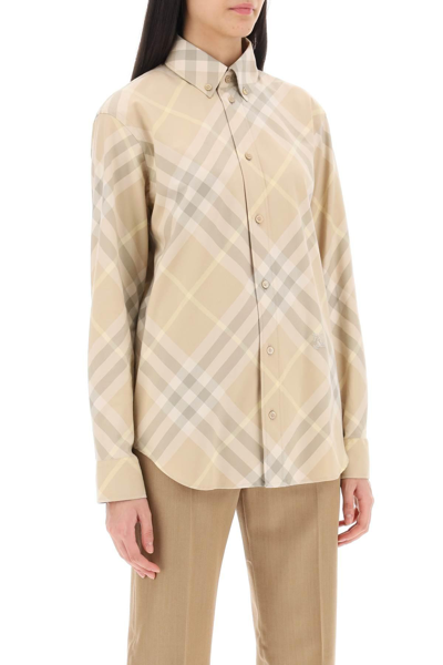 Shop Burberry Button Down Shirt With Check Pattern