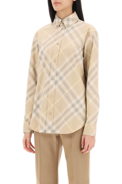 Shop Burberry Button Down Shirt With Check Pattern