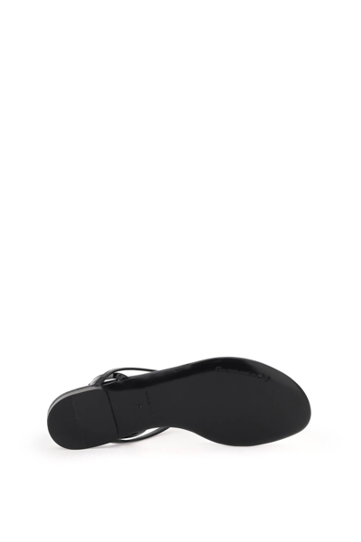 Shop Dolce & Gabbana Patent Leather Thong Sandals With Padlock