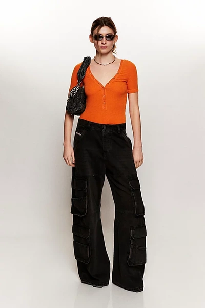 Shop Diesel D-sire Cargo Jean In Washed Black, Women's At Urban Outfitters