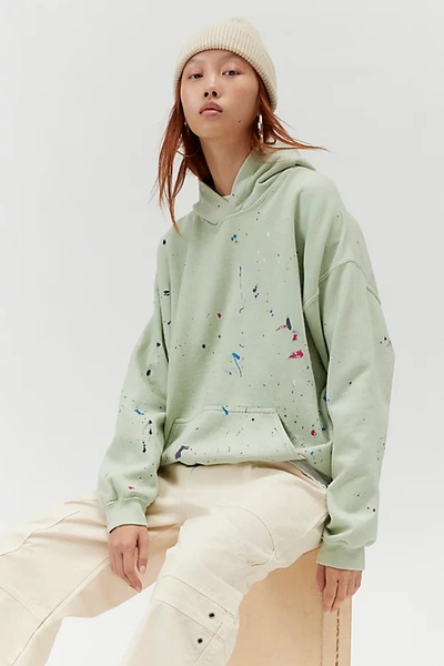 Shop Urban Renewal Remade Paint Splatter Hoodie Sweatshirt In Mint, Women's At Urban Outfitters