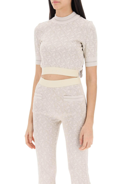 Shop Palm Angels Monogram Cropped Top In Lurex Knit