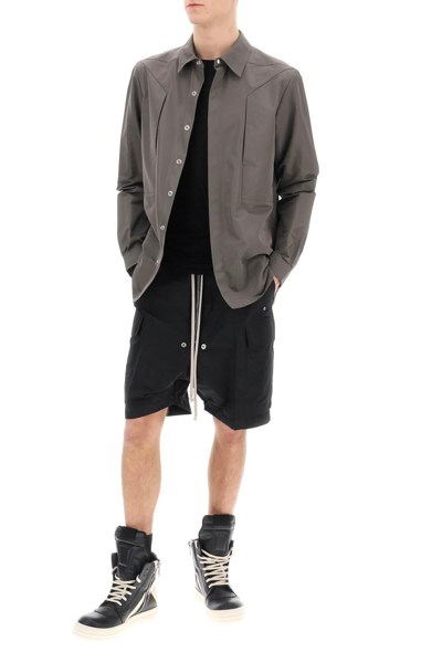 Shop Rick Owens Faille Overshirt With Fog Pockets