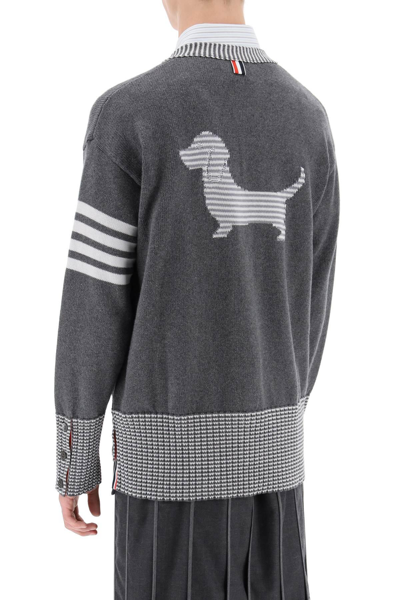 Shop Thom Browne Cotton Cardigan With Hector Intarsia
