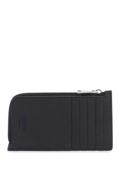 Shop Zegna Grained Leather 10cc Card Holder
