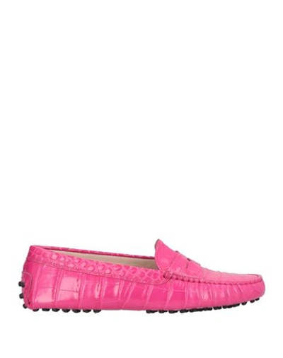 Shop Tod's Woman Loafers Fuchsia Size 8 Leather In Pink