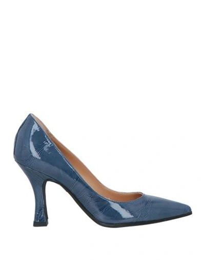 Shop Sergio Cimadamore Woman Pumps Slate Blue Size 7 Leather