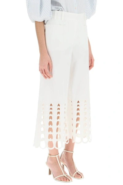Shop Stella Mccartney Cropped Pants With Embroidered Hem