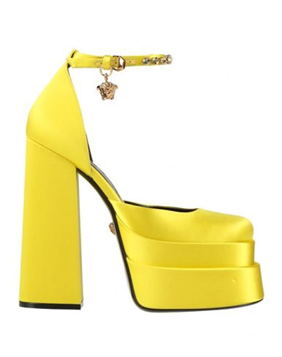 Shop Versace Woman Pumps Light Yellow Size 8 Textile Fibers