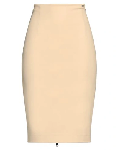 Shop Twinset Woman Midi Skirt Beige Size 8 Cotton, Polyamide, Elastane