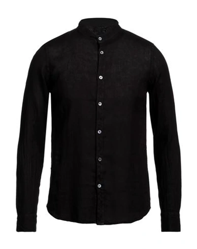 Shop Bagutta Man Shirt Black Size 15 ½ Linen