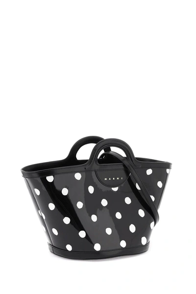 Shop Marni Patent Leather Tropicalia Bucket Bag With Polka Dot Pattern